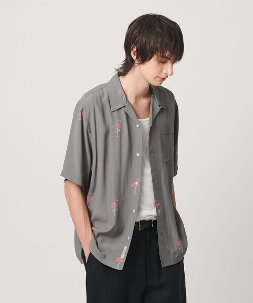 TOWN(タウン)の「<TOWN>FLAMINGO オープンカラー シャツ(シャツ/ブラウス・メンズ・グレー系/ブラック・M/XL/S/L)」の3枚目の写真