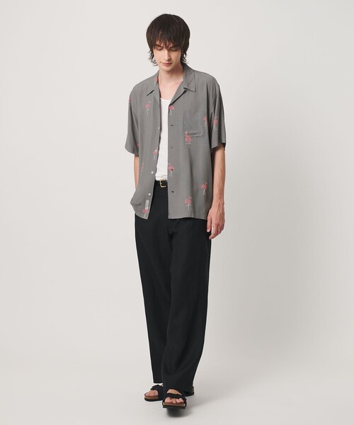 TOWN(タウン)の「<TOWN>FLAMINGO オープンカラー シャツ(シャツ/ブラウス・メンズ・グレー系/ブラック・M/XL/S/L)」の4枚目の写真