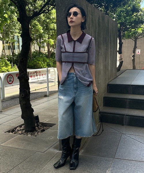 Ameri(アメリ)の「LOOSE DENIM HALF PANTS(デニムパンツ・レディース・ブラック/ブルー・26inch/25inch/24inch)」の12枚目の写真