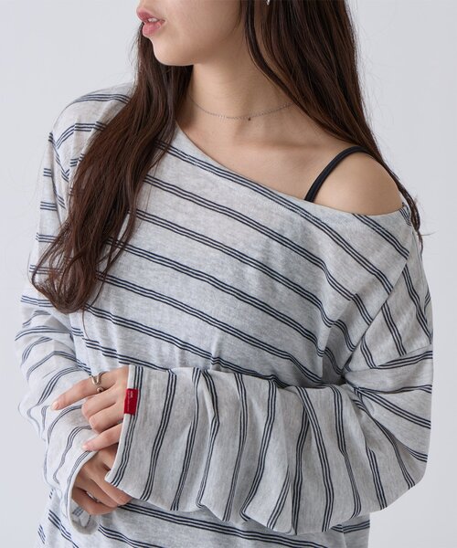 COLONY 2139（コロニートゥーワンスリーナイン）の「2WAYシアーボーダーTシャツ（Tシャツ/カットソー・レディース・サックスブルー/ブラック・FREE）」の5枚目の写真