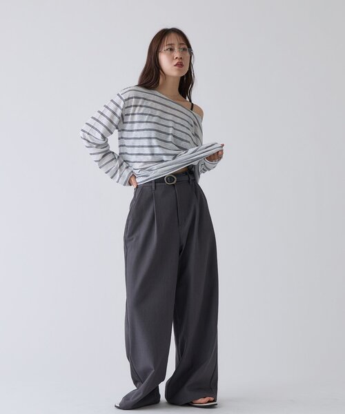 COLONY 2139（コロニートゥーワンスリーナイン）の「2WAYシアーボーダーTシャツ（Tシャツ/カットソー・レディース・サックスブルー/ブラック・FREE）」の7枚目の写真