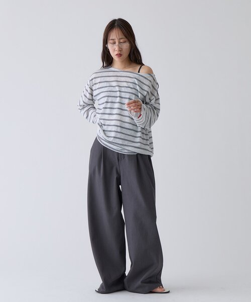 COLONY 2139（コロニートゥーワンスリーナイン）の「2WAYシアーボーダーTシャツ（Tシャツ/カットソー・レディース・サックスブルー/ブラック・FREE）」の12枚目の写真