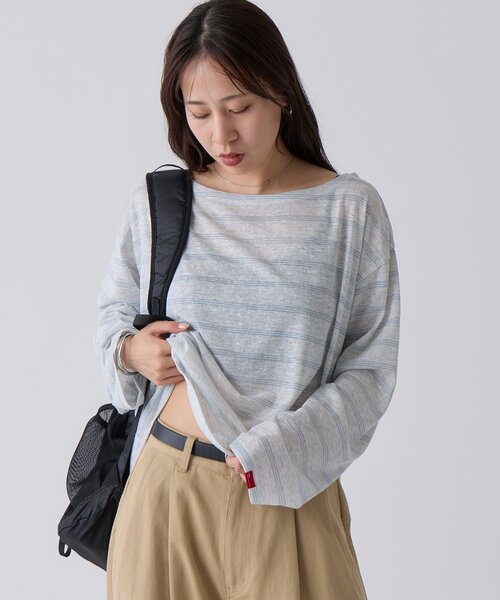 COLONY 2139（コロニートゥーワンスリーナイン）の「2WAYシアーボーダーTシャツ（Tシャツ/カットソー・レディース・サックスブルー/ブラック・FREE）」の18枚目の写真
