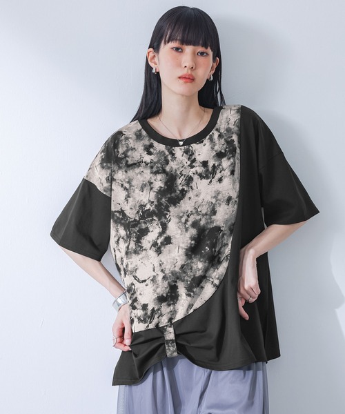kOhAKU(コハク)の「【接触冷感】異素材ドッキングカットソー(Tシャツ/カットソー・レディース・ライトグレー/ブラック・FREE)」の21枚目の写真