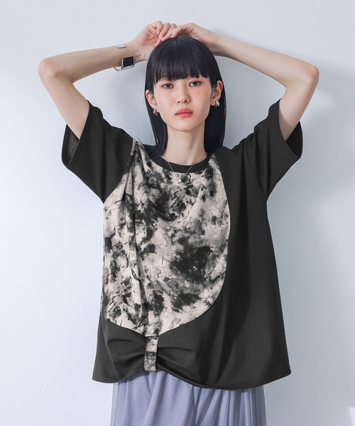 kOhAKU(コハク)の「【接触冷感】異素材ドッキングカットソー(Tシャツ/カットソー・レディース・ライトグレー/ブラック・FREE)」の22枚目の写真