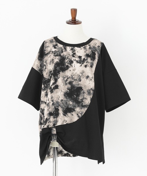 kOhAKU(コハク)の「【接触冷感】異素材ドッキングカットソー(Tシャツ/カットソー・レディース・ライトグレー/ブラック・FREE)」の8枚目の写真