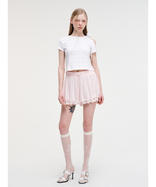 ETMON(エトモン)の「Shoulder Corsage T-Shirt, White(Tシャツ/カットソー・レディース・その他・FREE)」の2枚目の写真