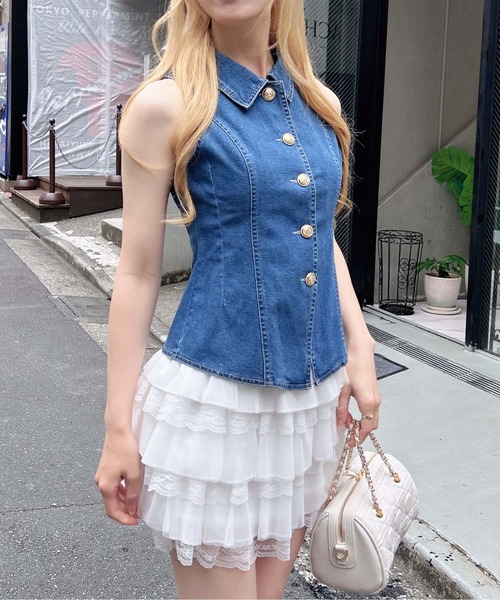 INGNI(イング)の「デニムリボンノースリブラウス(シャツ/ブラウス・レディース・ネイビー/ブルー・M)」の11枚目の写真
