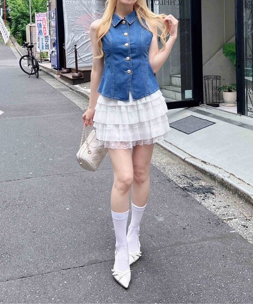 INGNI(イング)の「デニムリボンノースリブラウス(シャツ/ブラウス・レディース・ネイビー/ブルー・M)」の13枚目の写真