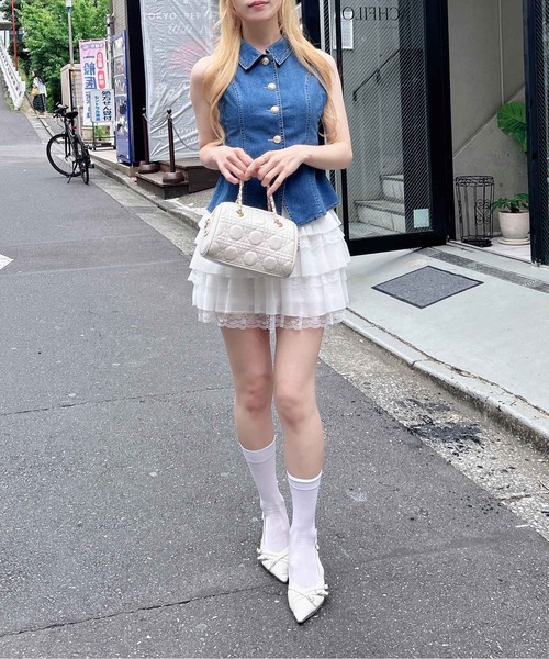 INGNI(イング)の「デニムリボンノースリブラウス(シャツ/ブラウス・レディース・ネイビー/ブルー・M)」の14枚目の写真
