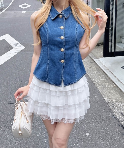 INGNI(イング)の「デニムリボンノースリブラウス(シャツ/ブラウス・レディース・ネイビー/ブルー・M)」の20枚目の写真