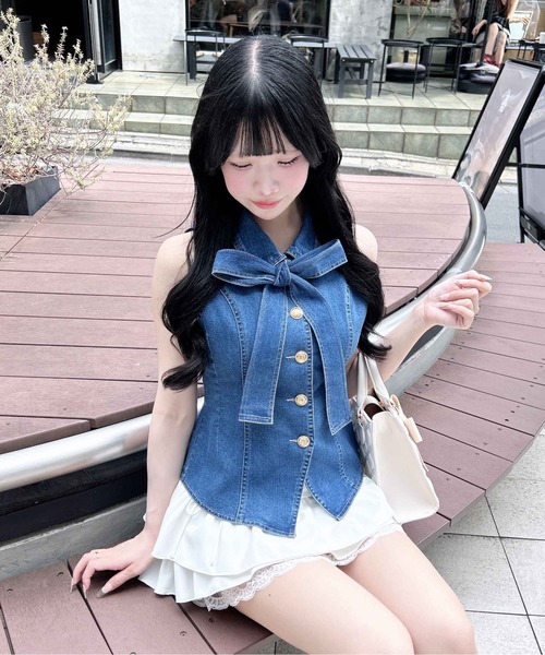 INGNI(イング)の「デニムリボンノースリブラウス(シャツ/ブラウス・レディース・ネイビー/ブルー・M)」の15枚目の写真