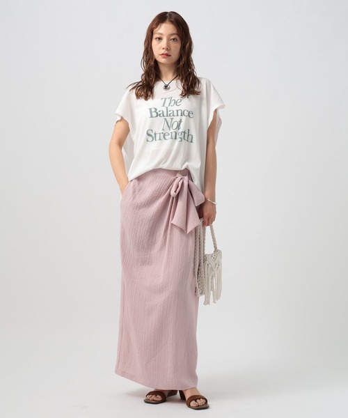 BAYFLOW（ベイフロー）の「[涼しい薄手素材]シアーピグメントノースリーブ T（Tシャツ/カットソー・レディース・カーキ/オフホワイト/チャコール・FREE）」の4枚目の写真