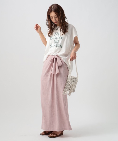 BAYFLOW（ベイフロー）の「[涼しい薄手素材]シアーピグメントノースリーブ T（Tシャツ/カットソー・レディース・カーキ/オフホワイト/チャコール・FREE）」の5枚目の写真