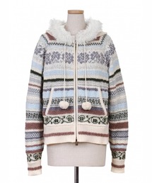 rurumu: | rurumu:/ルルムウ/border knit fur hoodie(カーディガン/ボレロ)
