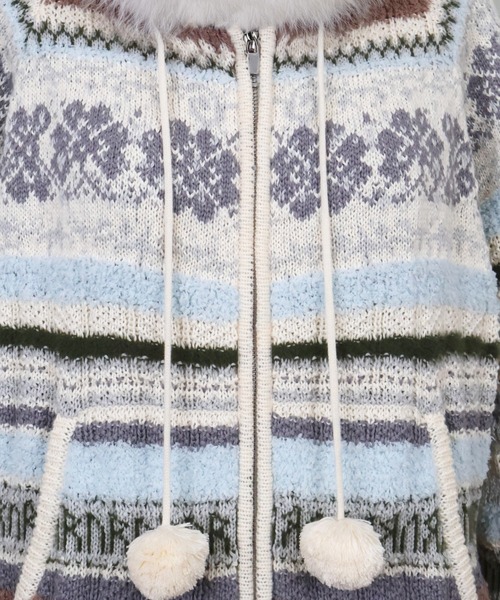 rurumu:(ルルムウ)の「rurumu:/ルルムウ/border knit fur hoodie(カーディガン/ボレロ・レディース・ブラック/ピンク/アイボリー・M/L)」の10枚目の写真