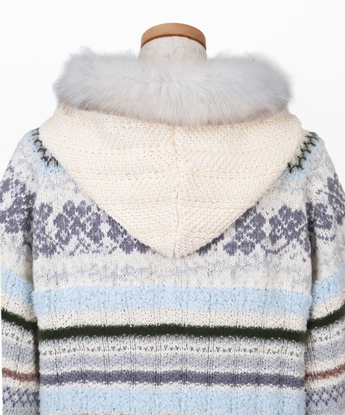 rurumu:(ルルムウ)の「rurumu:/ルルムウ/border knit fur hoodie(カーディガン/ボレロ・レディース・ブラック/ピンク/アイボリー・M/L)」の11枚目の写真