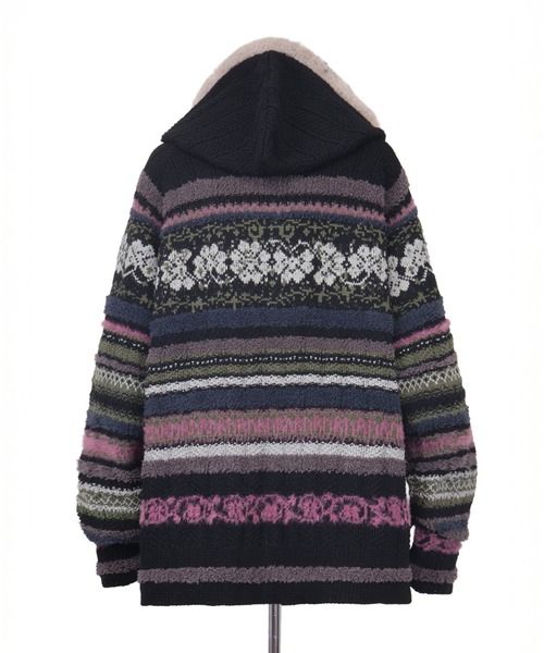 rurumu:(ルルムウ)の「rurumu:/ルルムウ/border knit fur hoodie(カーディガン/ボレロ・レディース・ブラック/ピンク/アイボリー・M/L)」の17枚目の写真
