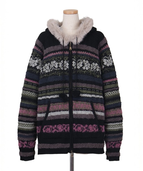 rurumu:(ルルムウ)の「rurumu:/ルルムウ/border knit fur hoodie(カーディガン/ボレロ・レディース・ブラック/ピンク/アイボリー・M/L)」の18枚目の写真