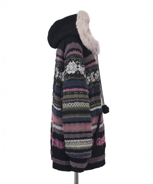 rurumu:(ルルムウ)の「rurumu:/ルルムウ/border knit fur hoodie(カーディガン/ボレロ・レディース・ブラック/ピンク/アイボリー・M/L)」の19枚目の写真