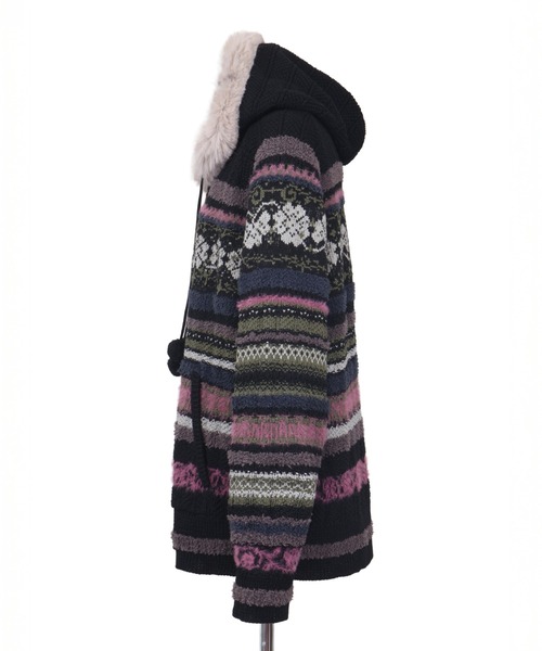 rurumu:(ルルムウ)の「rurumu:/ルルムウ/border knit fur hoodie(カーディガン/ボレロ・レディース・ブラック/ピンク/アイボリー・M/L)」の20枚目の写真