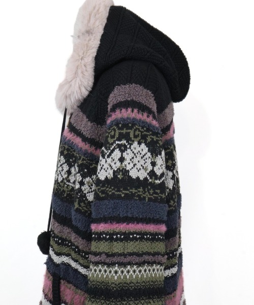 rurumu:(ルルムウ)の「rurumu:/ルルムウ/border knit fur hoodie(カーディガン/ボレロ・レディース・ブラック/ピンク/アイボリー・M/L)」の21枚目の写真