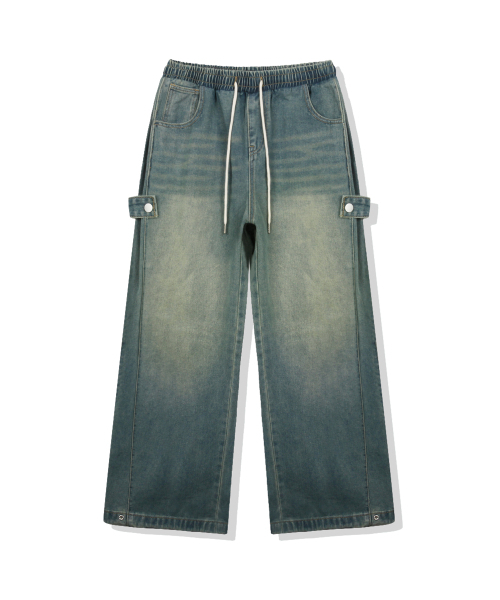 BASIC LABEL（ベーシックラベル）の「Curve side pintuck wide denim pants 3 Color [BLBD_4502]（デニムパンツ・レディース・チャコール/ライトブルー/ブルー・SMALL/MEDIUM/LARGE）」の4枚目の写真