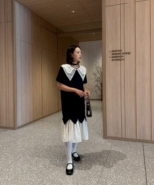 AMAIL(アマイル)の「Lace Collar Dress(ワンピース・レディース・ブラック・FREE)」の3枚目の写真