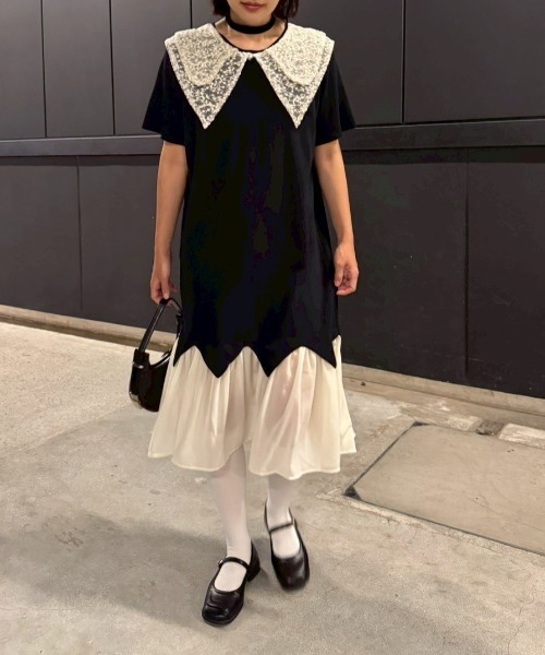 AMAIL(アマイル)の「Lace Collar Dress(ワンピース・レディース・ブラック・FREE)」の2枚目の写真