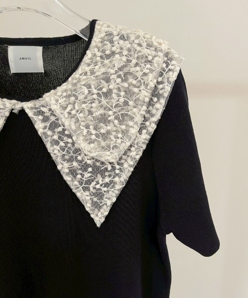 AMAIL(アマイル)の「Lace Collar Dress(ワンピース・レディース・ブラック・FREE)」の5枚目の写真