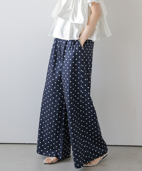 AMELY（エミリー）の「フリル×ドットパンツセットアップ（セットアップ・レディース・グレー系その他/ホワイト×ネイビー・M/L）」の7枚目の写真