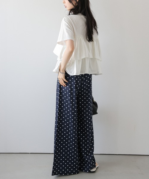AMELY（エミリー）の「フリル×ドットパンツセットアップ（セットアップ・レディース・グレー系その他/ホワイト×ネイビー・M/L）」の9枚目の写真