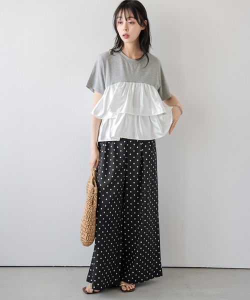AMELY（エミリー）の「フリル×ドットパンツセットアップ（セットアップ・レディース・グレー系その他/ホワイト×ネイビー・M/L）」の11枚目の写真
