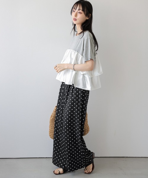 AMELY（エミリー）の「フリル×ドットパンツセットアップ（セットアップ・レディース・グレー系その他/ホワイト×ネイビー・M/L）」の12枚目の写真