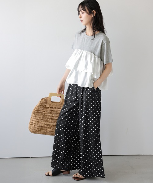 AMELY（エミリー）の「フリル×ドットパンツセットアップ（セットアップ・レディース・グレー系その他/ホワイト×ネイビー・M/L）」の13枚目の写真