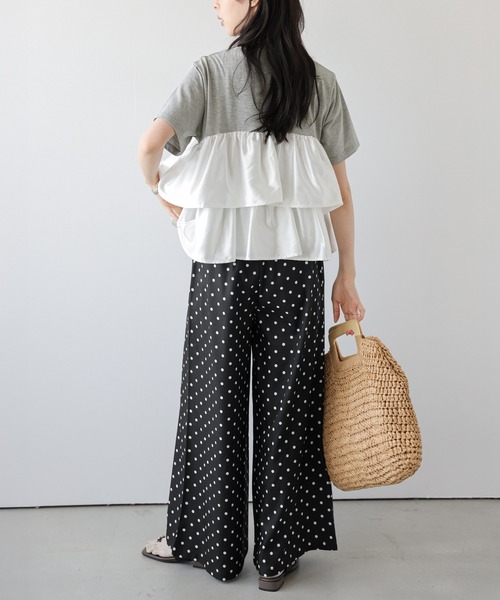 AMELY（エミリー）の「フリル×ドットパンツセットアップ（セットアップ・レディース・グレー系その他/ホワイト×ネイビー・M/L）」の15枚目の写真