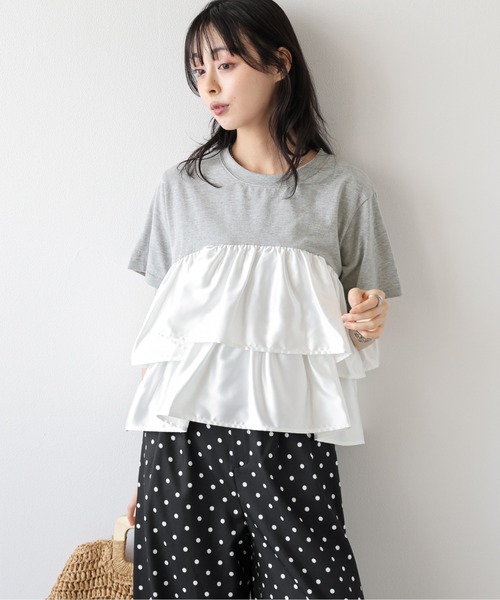 AMELY（エミリー）の「フリル×ドットパンツセットアップ（セットアップ・レディース・グレー系その他/ホワイト×ネイビー・M/L）」の10枚目の写真