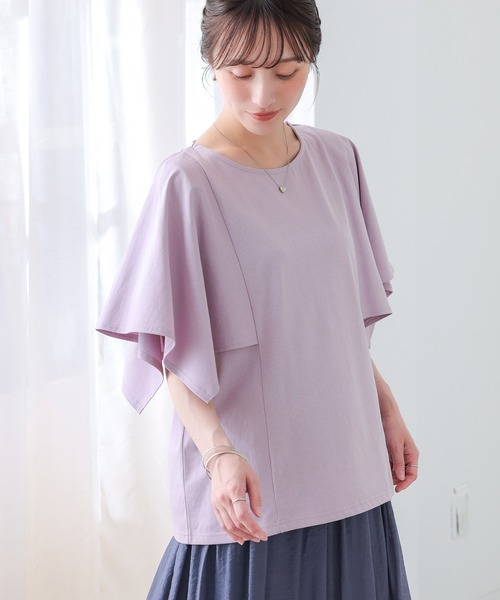 n'OrLABEL(ノアールレーベル)の「【冷感】ひんやり変形スリーブカットソー(Tシャツ/カットソー・レディース・オフホワイト/ラベンダー/ブラック・1/2)」の3枚目の写真