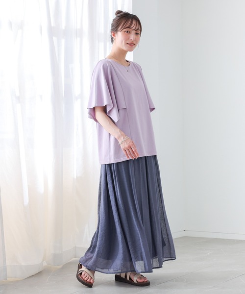 n'OrLABEL(ノアールレーベル)の「【冷感】ひんやり変形スリーブカットソー(Tシャツ/カットソー・レディース・オフホワイト/ラベンダー/ブラック・1/2)」の6枚目の写真