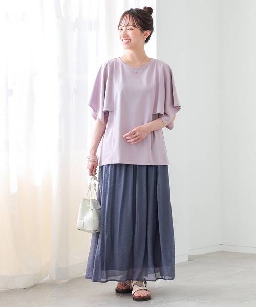 n'OrLABEL(ノアールレーベル)の「【冷感】ひんやり変形スリーブカットソー(Tシャツ/カットソー・レディース・オフホワイト/ラベンダー/ブラック・1/2)」の9枚目の写真