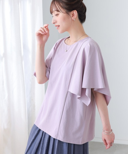 n'OrLABEL(ノアールレーベル)の「【冷感】ひんやり変形スリーブカットソー(Tシャツ/カットソー・レディース・オフホワイト/ラベンダー/ブラック・1/2)」の7枚目の写真