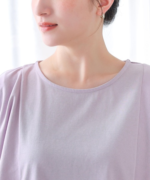 n'OrLABEL(ノアールレーベル)の「【冷感】ひんやり変形スリーブカットソー(Tシャツ/カットソー・レディース・オフホワイト/ラベンダー/ブラック・1/2)」の10枚目の写真