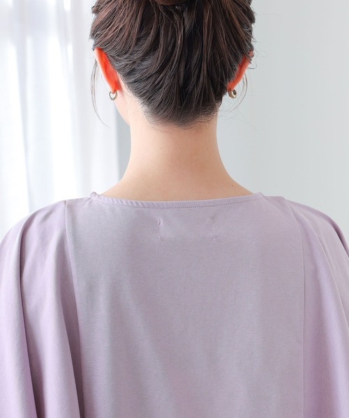 n'OrLABEL(ノアールレーベル)の「【冷感】ひんやり変形スリーブカットソー(Tシャツ/カットソー・レディース・オフホワイト/ラベンダー/ブラック・1/2)」の11枚目の写真