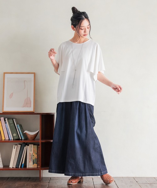 n'OrLABEL(ノアールレーベル)の「【冷感】ひんやり変形スリーブカットソー(Tシャツ/カットソー・レディース・オフホワイト/ラベンダー/ブラック・1/2)」の14枚目の写真