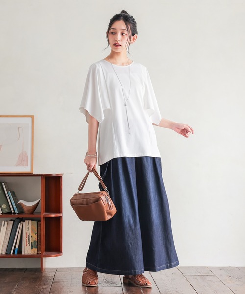 n'OrLABEL(ノアールレーベル)の「【冷感】ひんやり変形スリーブカットソー(Tシャツ/カットソー・レディース・オフホワイト/ラベンダー/ブラック・1/2)」の15枚目の写真