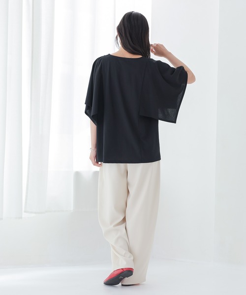 n'OrLABEL(ノアールレーベル)の「【冷感】ひんやり変形スリーブカットソー(Tシャツ/カットソー・レディース・オフホワイト/ラベンダー/ブラック・1/2)」の20枚目の写真