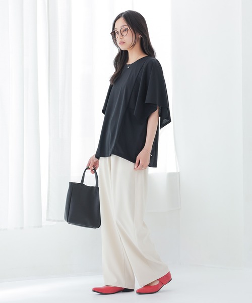 n'OrLABEL(ノアールレーベル)の「【冷感】ひんやり変形スリーブカットソー(Tシャツ/カットソー・レディース・オフホワイト/ラベンダー/ブラック・1/2)」の21枚目の写真