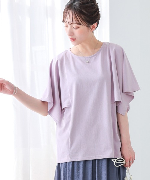 n'OrLABEL(ノアールレーベル)の「【冷感】ひんやり変形スリーブカットソー(Tシャツ/カットソー・レディース・オフホワイト/ラベンダー/ブラック・1/2)」の5枚目の写真