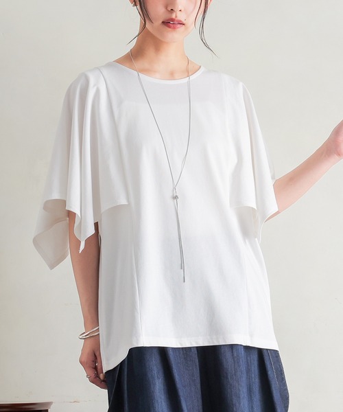 n'OrLABEL(ノアールレーベル)の「【冷感】ひんやり変形スリーブカットソー(Tシャツ/カットソー・レディース・オフホワイト/ラベンダー/ブラック・1/2)」の12枚目の写真