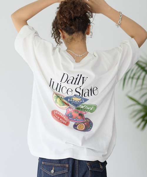 PBLIM(ページボーイリム)の「《UNISEX》フルーツステッカーT / 刺繍デザイン(Tシャツ/カットソー・レディース・オフホワイト/グレー/ブラック・FREE)」の5枚目の写真